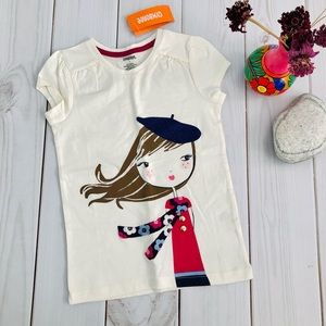 Gymboree White Tee with Print and Embroidery